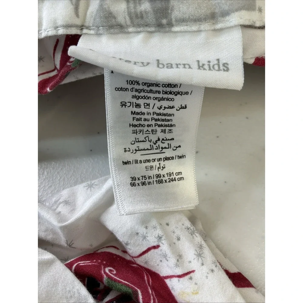 POTTERY BARN KIDS HERITAGE SANTA ORGANIC PERCALE SHEET SET Twin CHRISTMAS